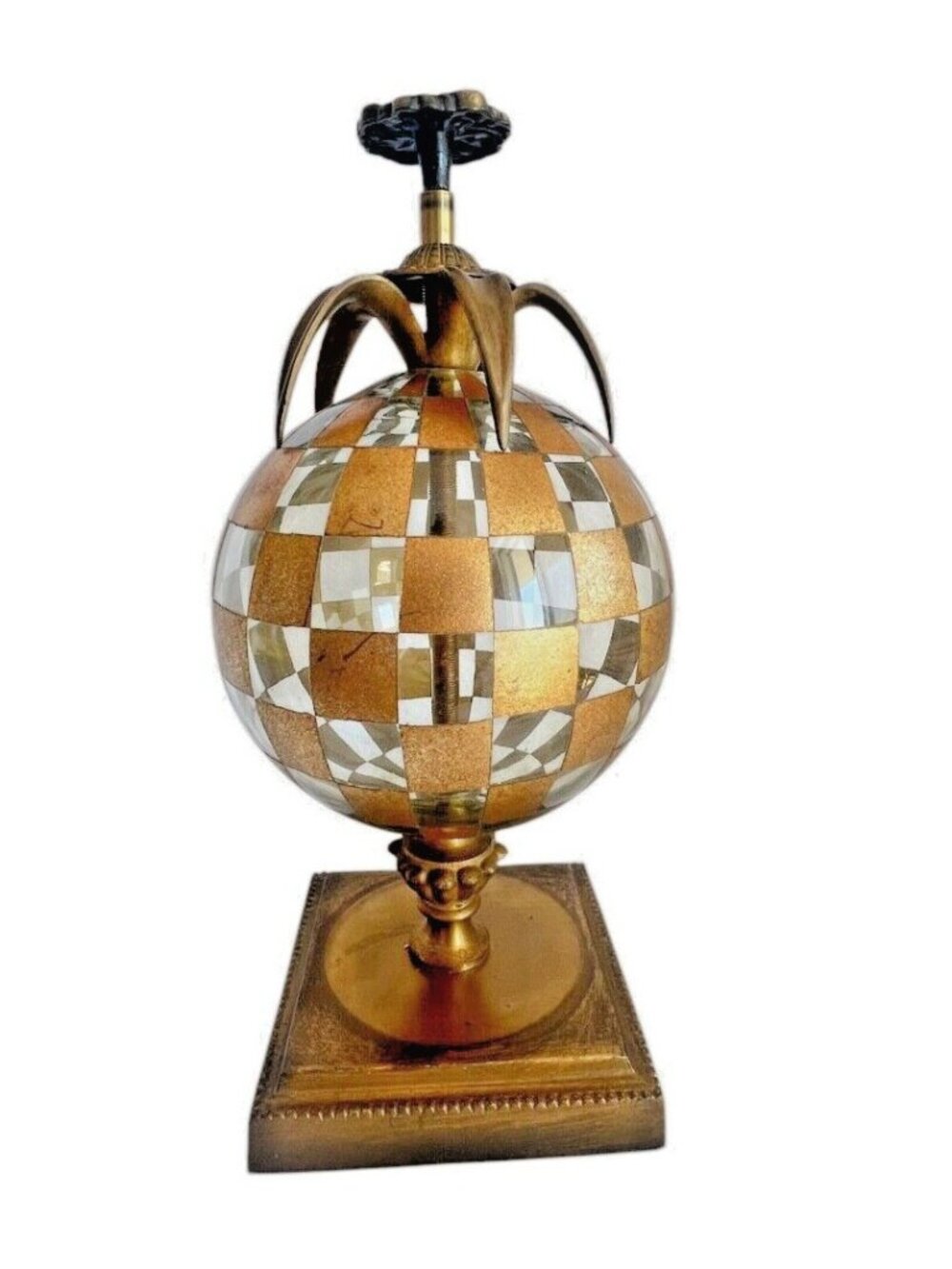 Bronze Brass & Glass ORB Gold 5.25" W x 12.5" H MCM Bookcase Decor Mid-Century